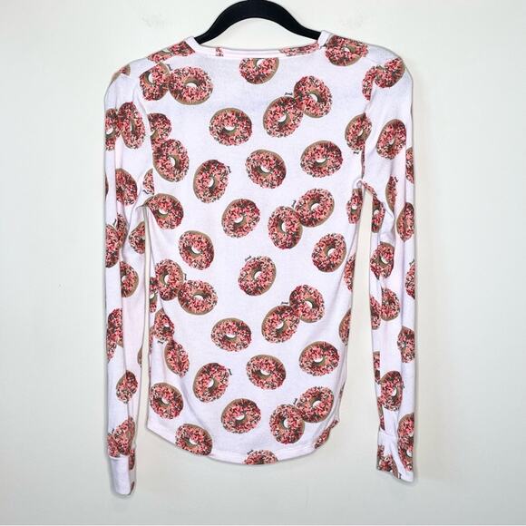Victoria’s Secret Pink Cozy Sleep long sleeve Sprinkle Donut print pajama top XS - Picture 3 of 6